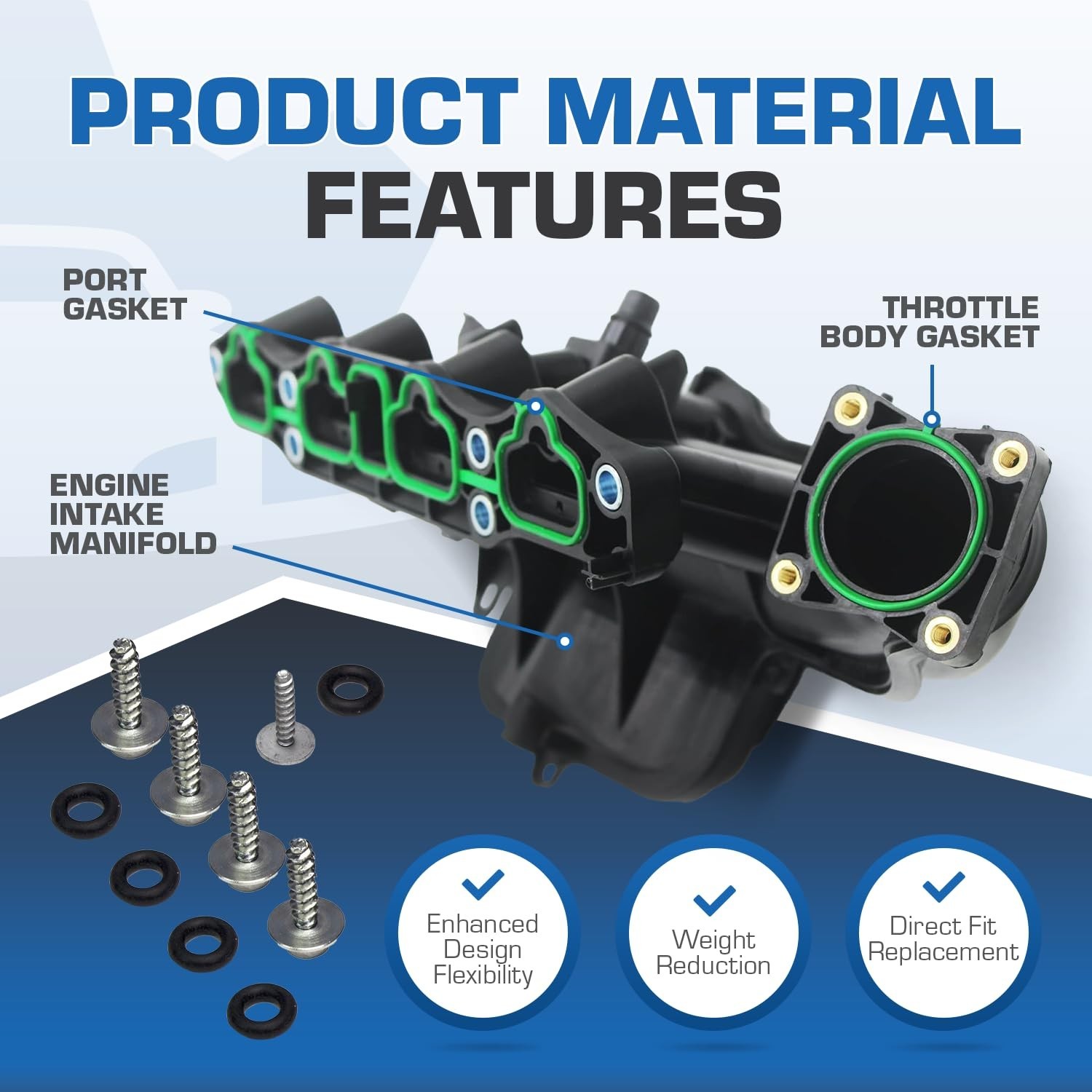 Intake Engine Manifold Assembly with Gasket Upgraded Design Compatible with 2…