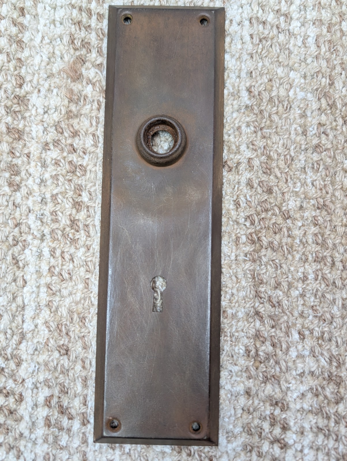 2 3/4″ x 10″ Antique Stamped Steel Door Knob Plate