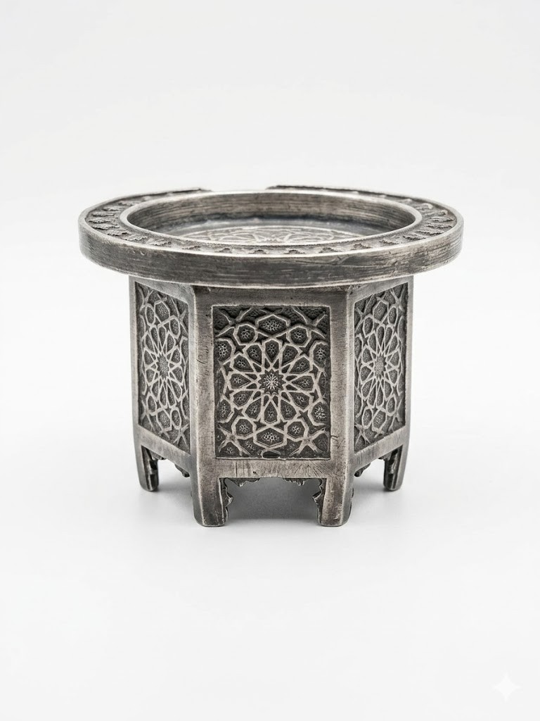 Antique Zinc Alloy Arabic Incense Burner Islamic Geometric Bakhoor Oud Holder