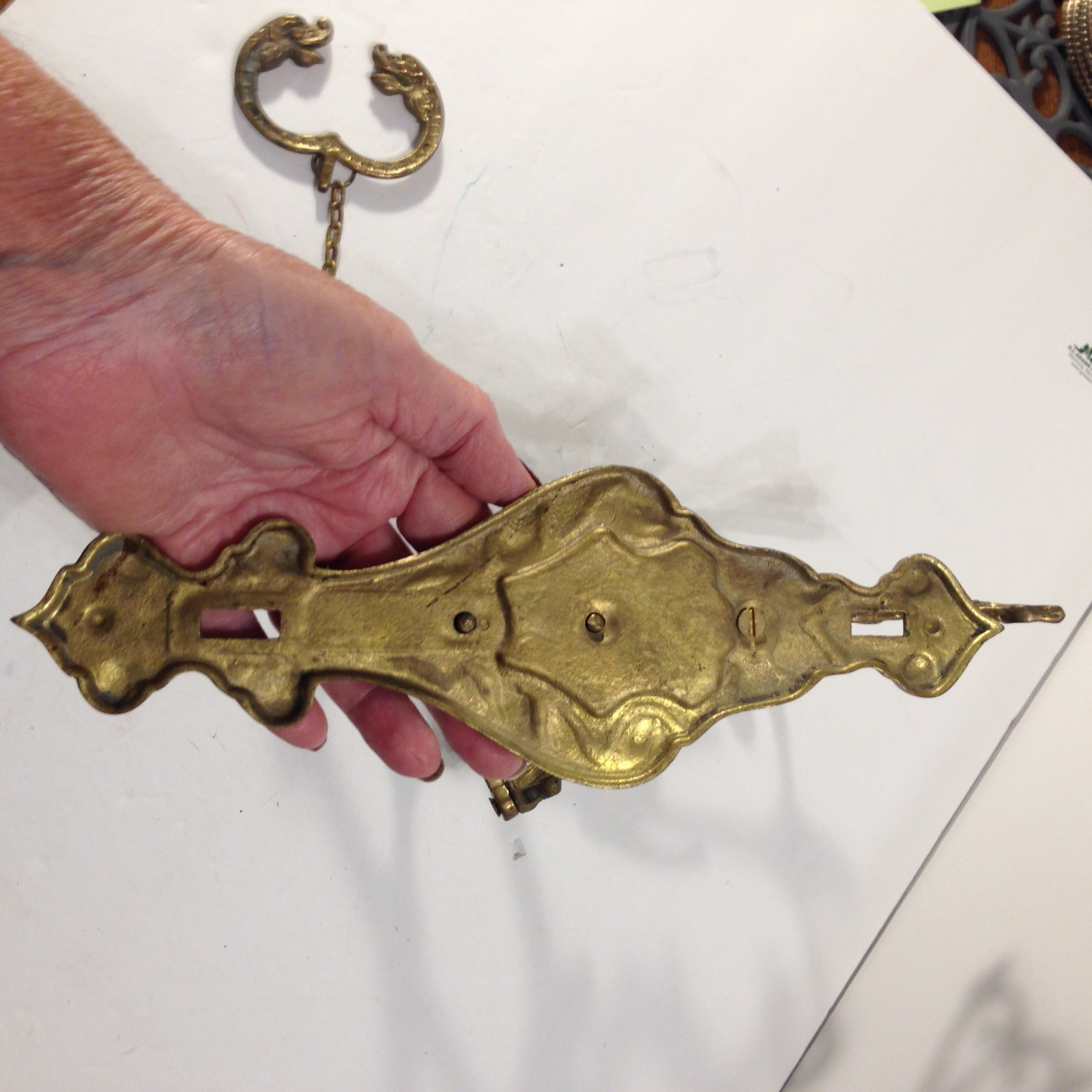 Vintage Brass Monastery Porch Door Bell Knocker Pull Chain Wall Mount 4 Repair