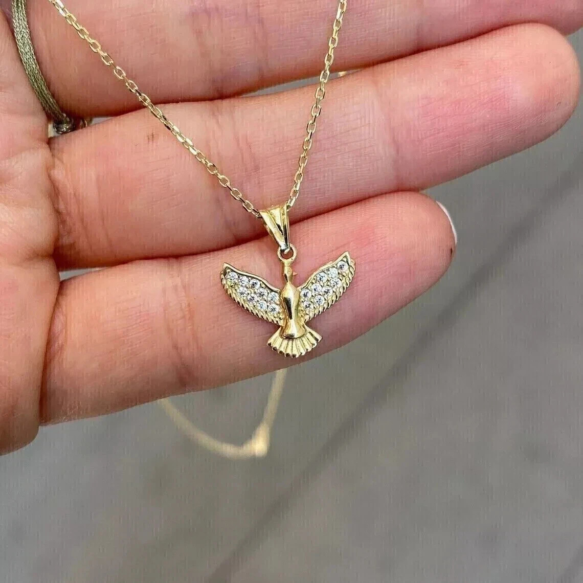 New Women’s Bird Pendant 2Ct Lab-created diamond 14k Yellow Gold Plated Jewelry