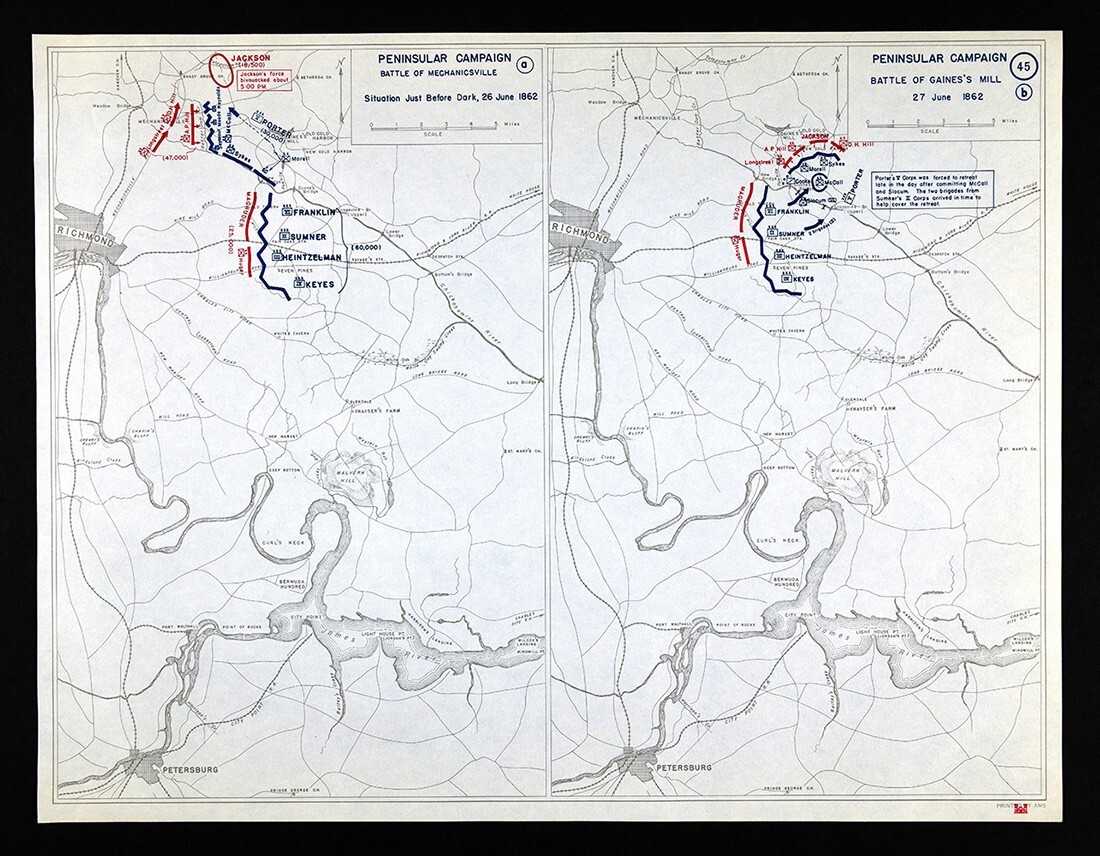 West Point Civil War Map Battle Mechanicsville & Gaines’ Mill Richmond Virginia