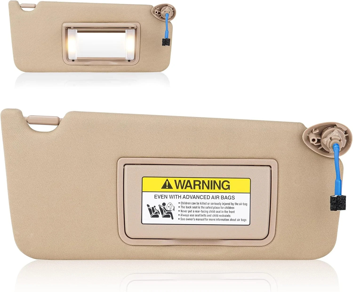 Beige Right Side Sun Visor with Light for Honda Accord 2008-2017, Car Visor Repl