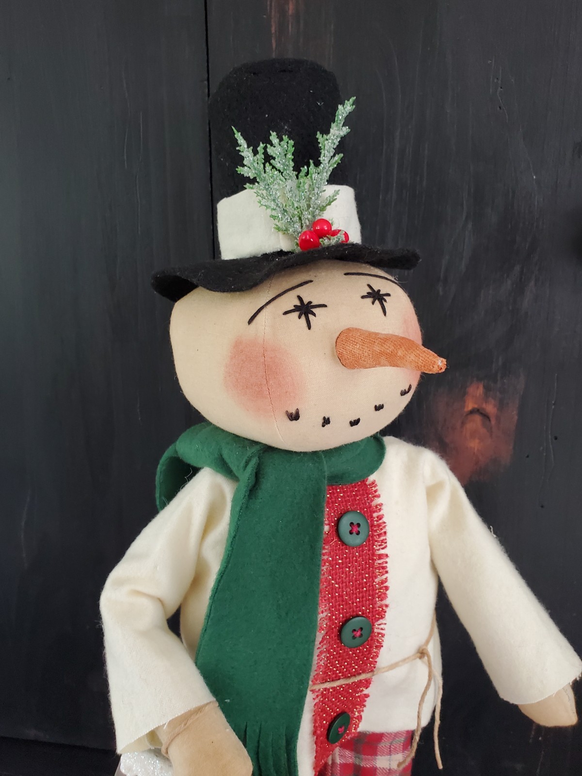 Primitive Christmas snowman doll, Christmas doll, Christmas snowman