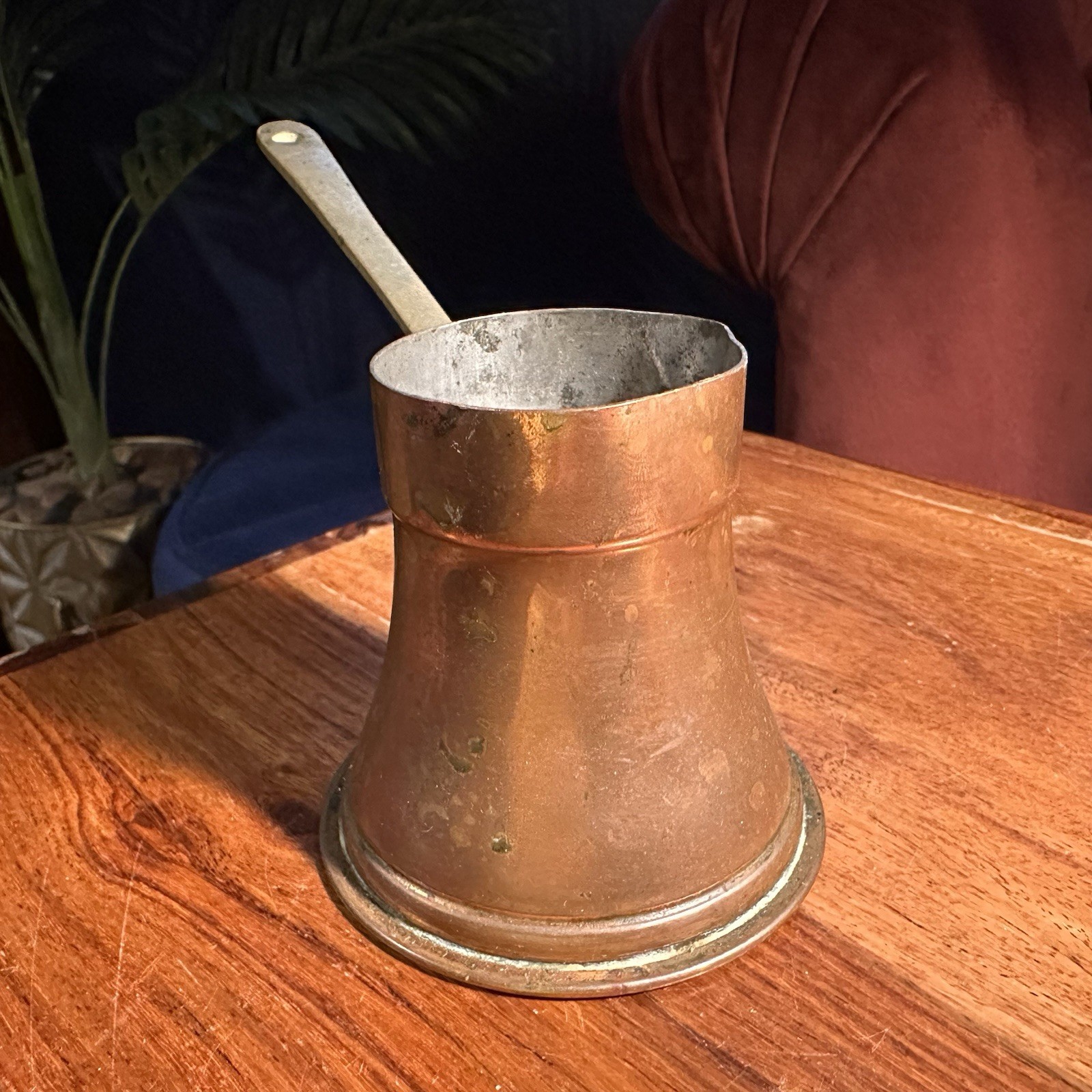 Victorian Antique Copper Measuring Cup Small Saucepan Brass Handle Marked No 2