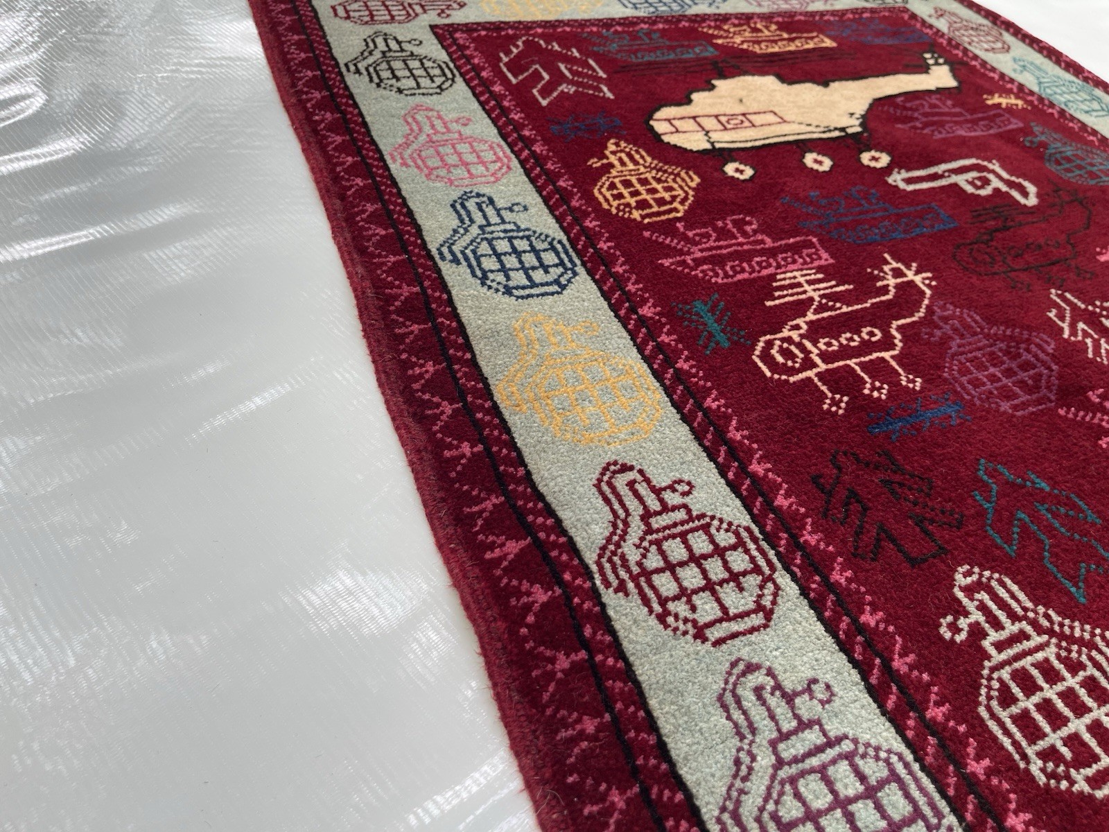 #561 Afghan War Rug War Rug Beautifully Made Wool Rug Handicrafts 129×84 Cm