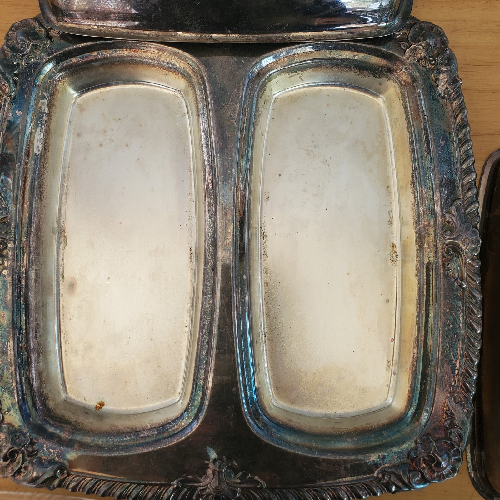 Vintage CROSBY Silver Plated Double Butter Dish with Glass inserts, One Divided