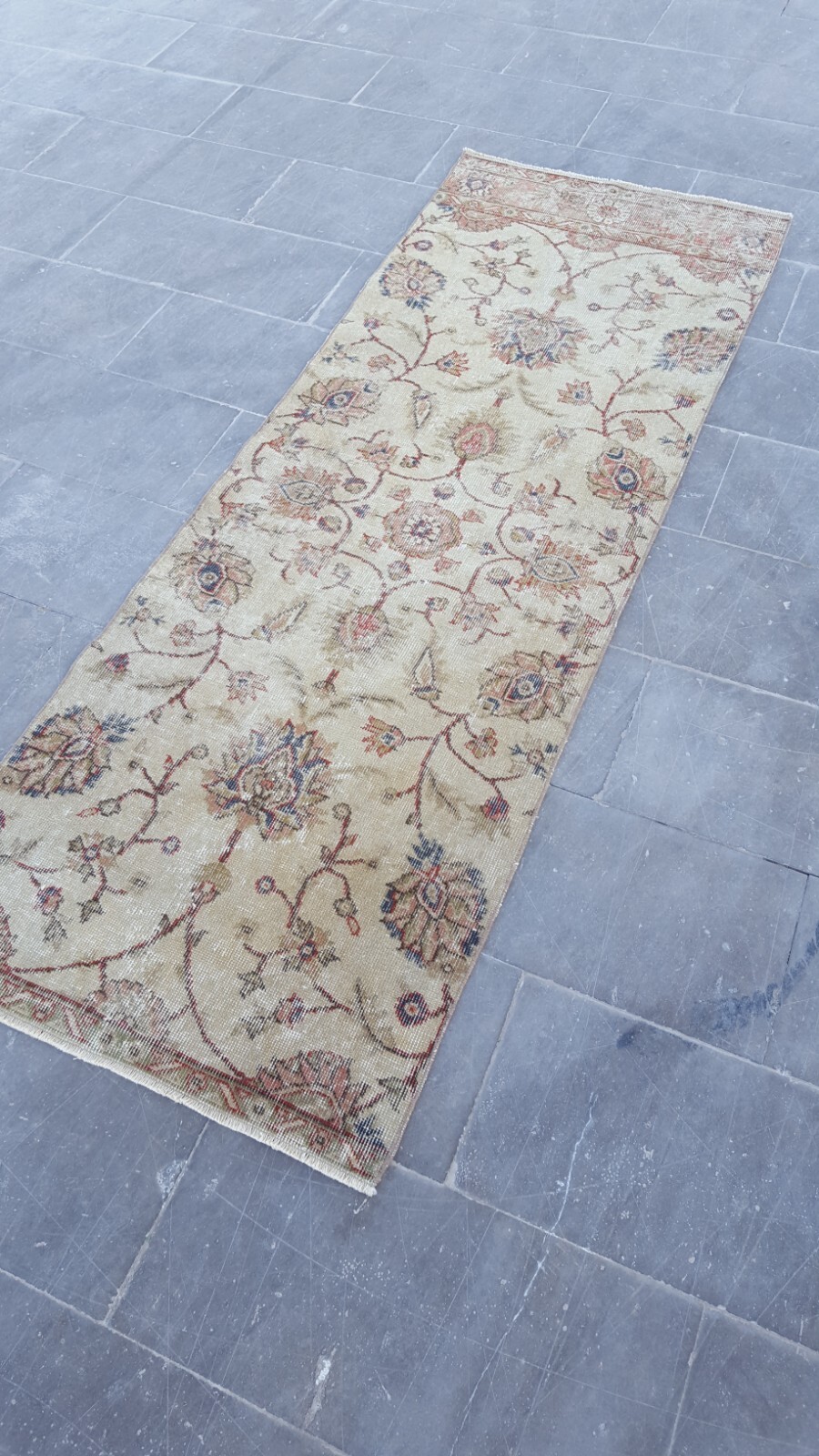 2.5×7 ft Vintage Turkish Runner Rug Wool Anatolian Handmade Hallway Oushak d