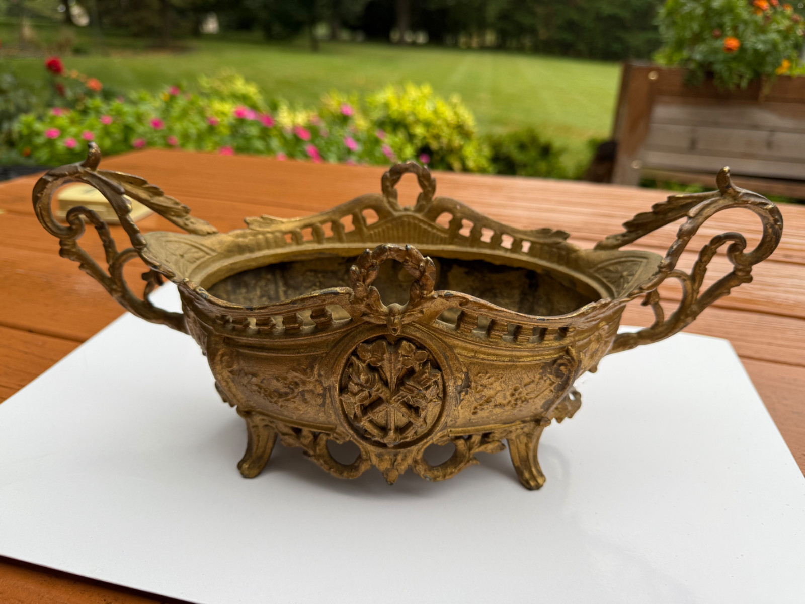 Antique Fabrication Francaise Paris France Decorative Piece/Planter -Gilt Bronze
