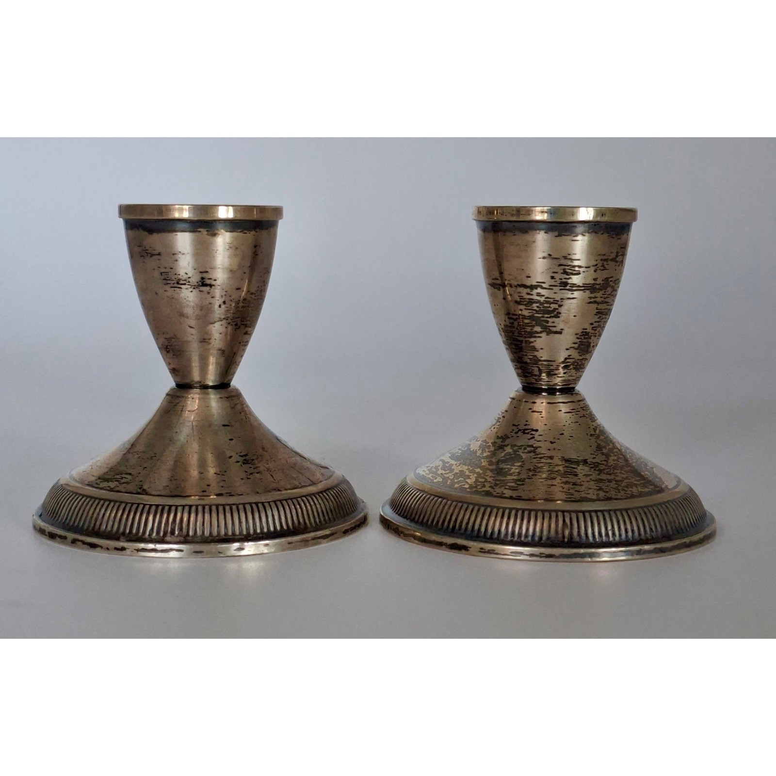 Pair Vintage Duchin Creation Sterling Silver Weighted Candlesticks 374g
