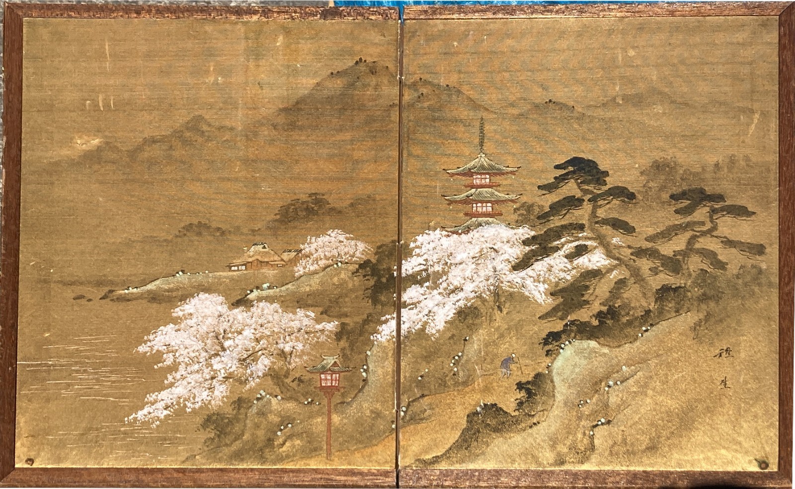 Japanese two-panel screen painting