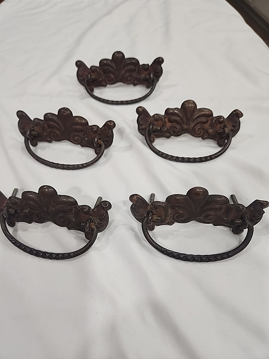 Victorian 5 Drawer Pulls For Dresser Vintage Brass 4 1/4 in. x 1 5/8 in.