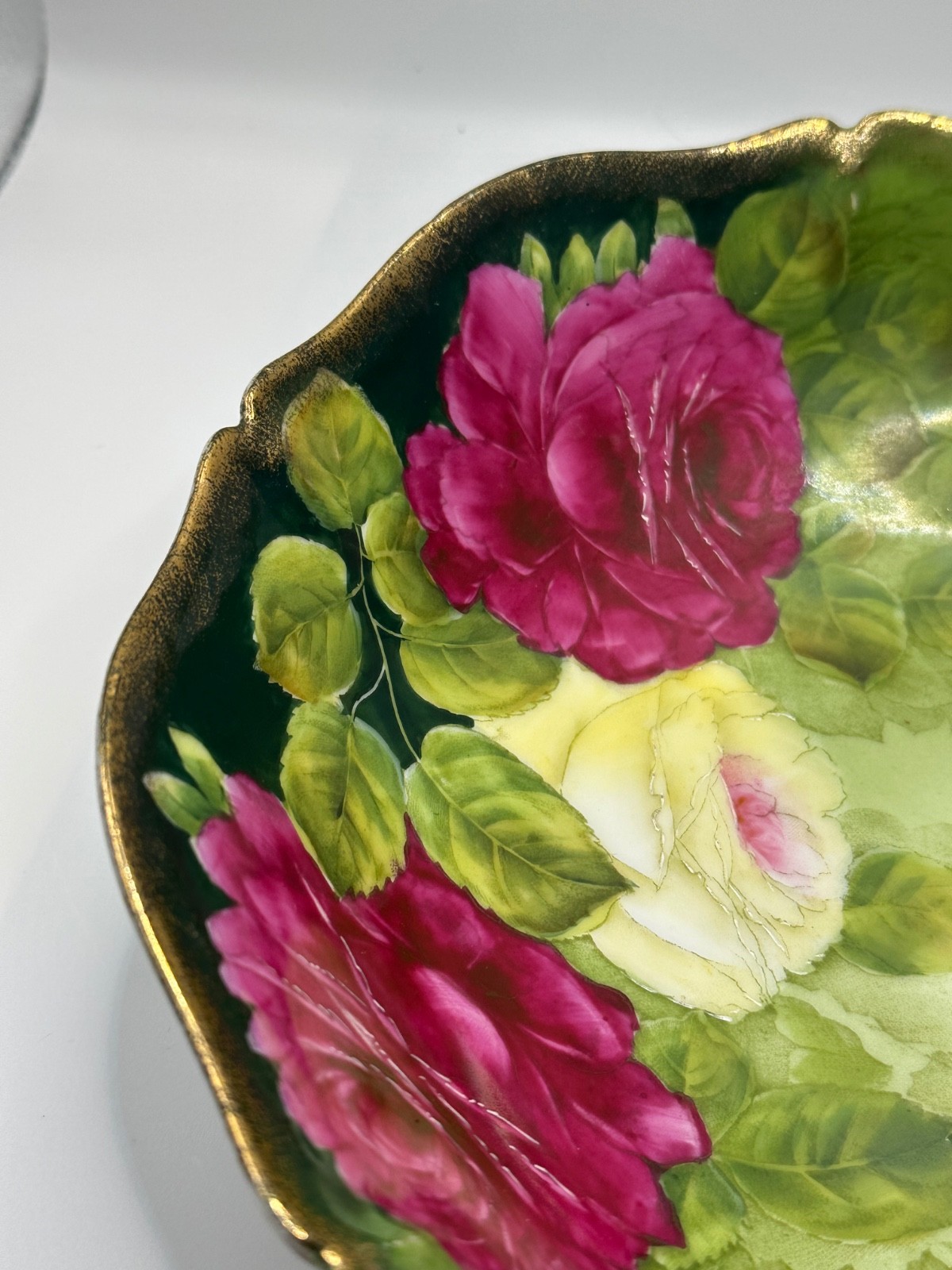 MCM Porcelain bowl with hand-painted roses and gold trim from Bavaria, Germany