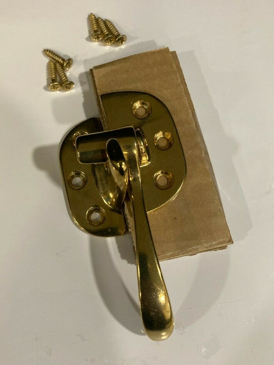 Right Door Lever Latch & Catch – Ice Box Furniture -Brass Finish 3/8″ Offset NEW