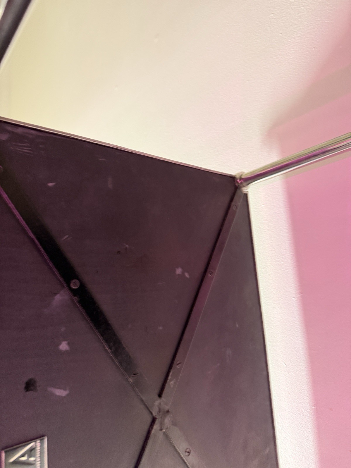 Gorgeous THEODORE ALEXANDER Side Table ( Used ) Black Leather And Silver Accent