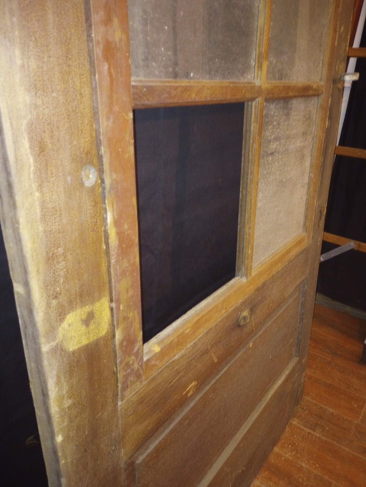 3/4 Glass 8 Pane Peek-a-boo Interior Door & Original Hardware 35 3/4″ x 84 1/2″