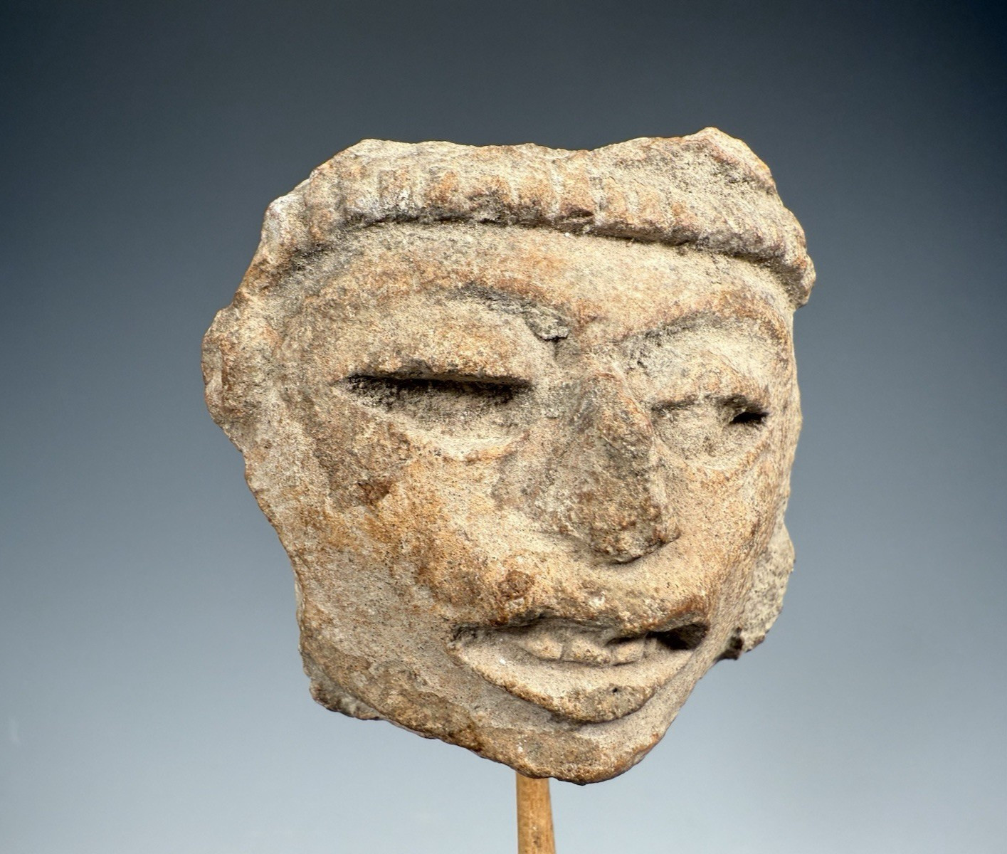 Pre Columbian Maya Pottery Portrait Head fragment of a Shaman ca. 300-900 AD