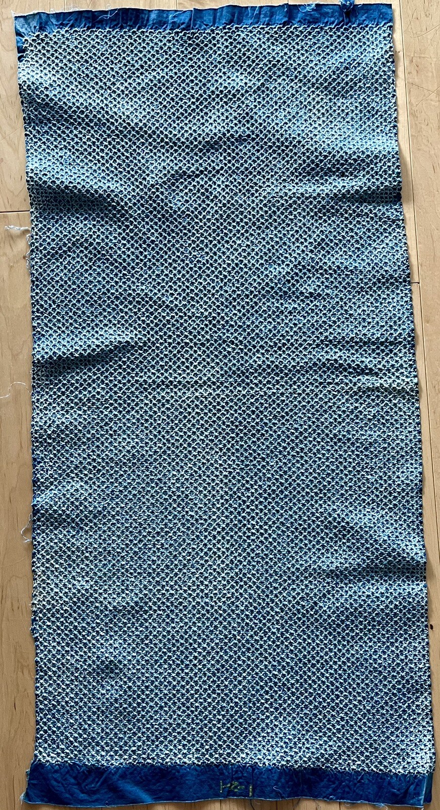 VTG Handme Japanese Textile Shibori Aizome Indigo Blue Fabric 16×33.5 inch