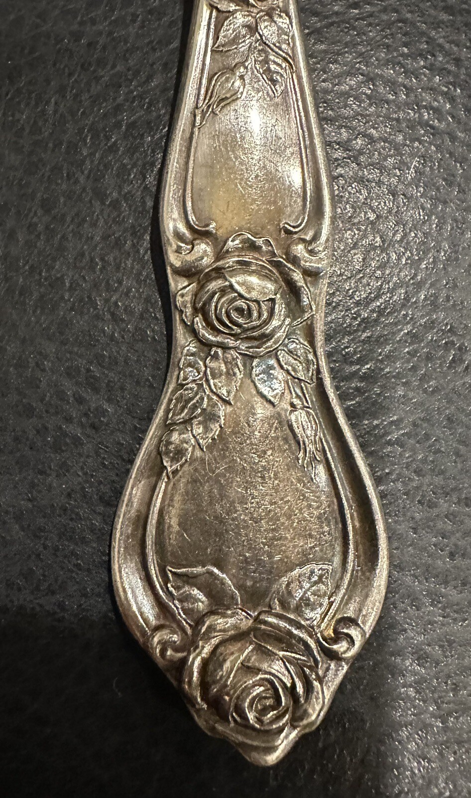 RC Co Meat Serving Fork – Rose Pattern 1903 Silver Plate 8.5 in