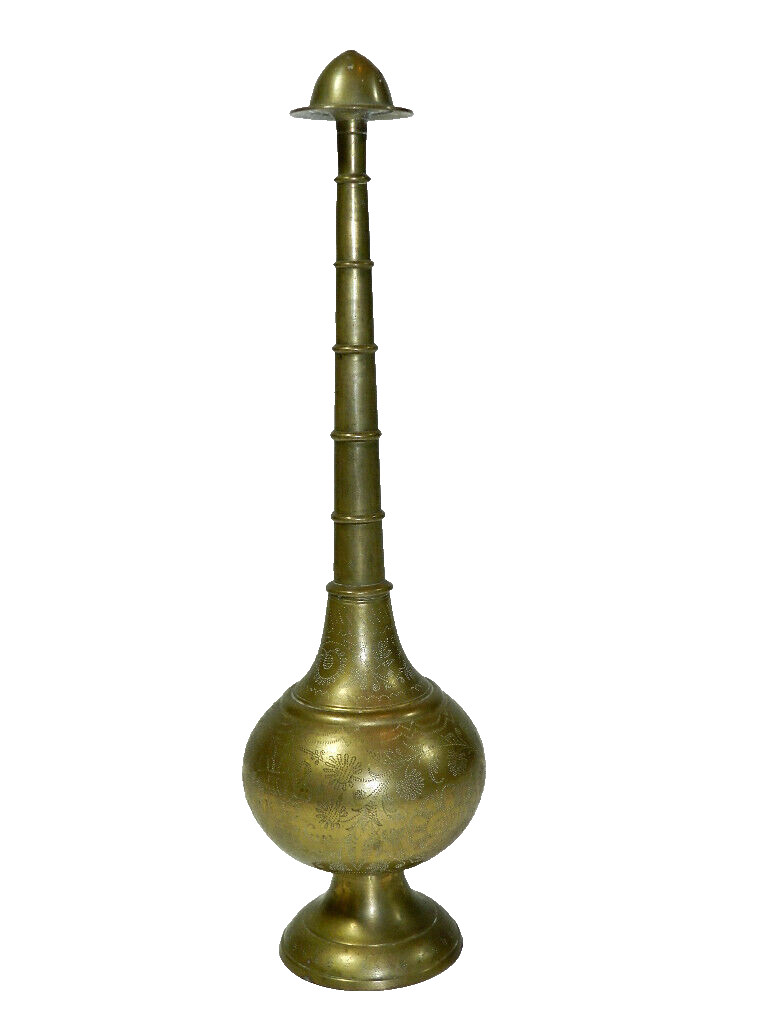 Vintage Etched Brass Rose Water Sprinkler 14 Inch Tall
