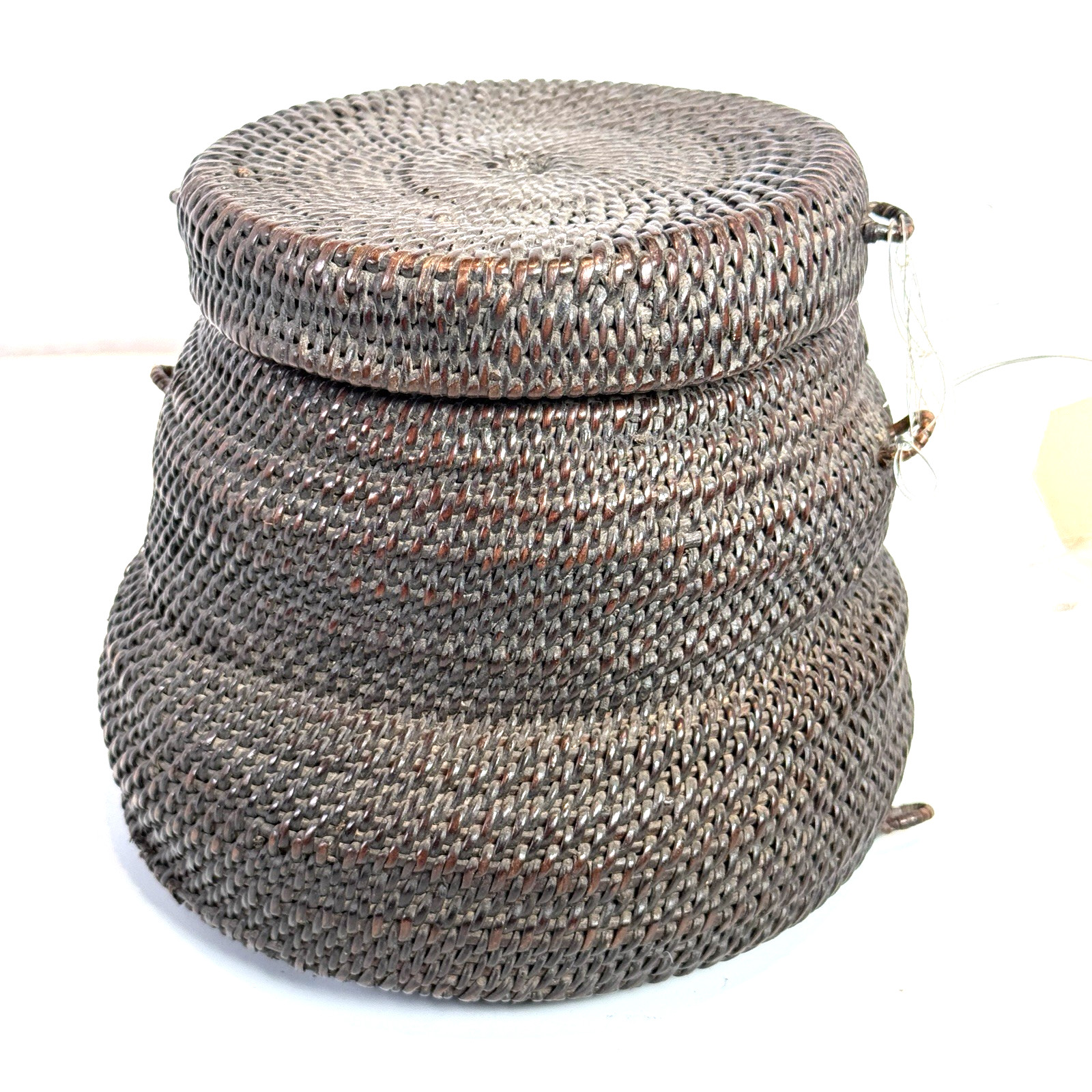 Ifugao Philippines Ulbong Gorbun Rattan Lidded Rice Basket Tribal Handwoven