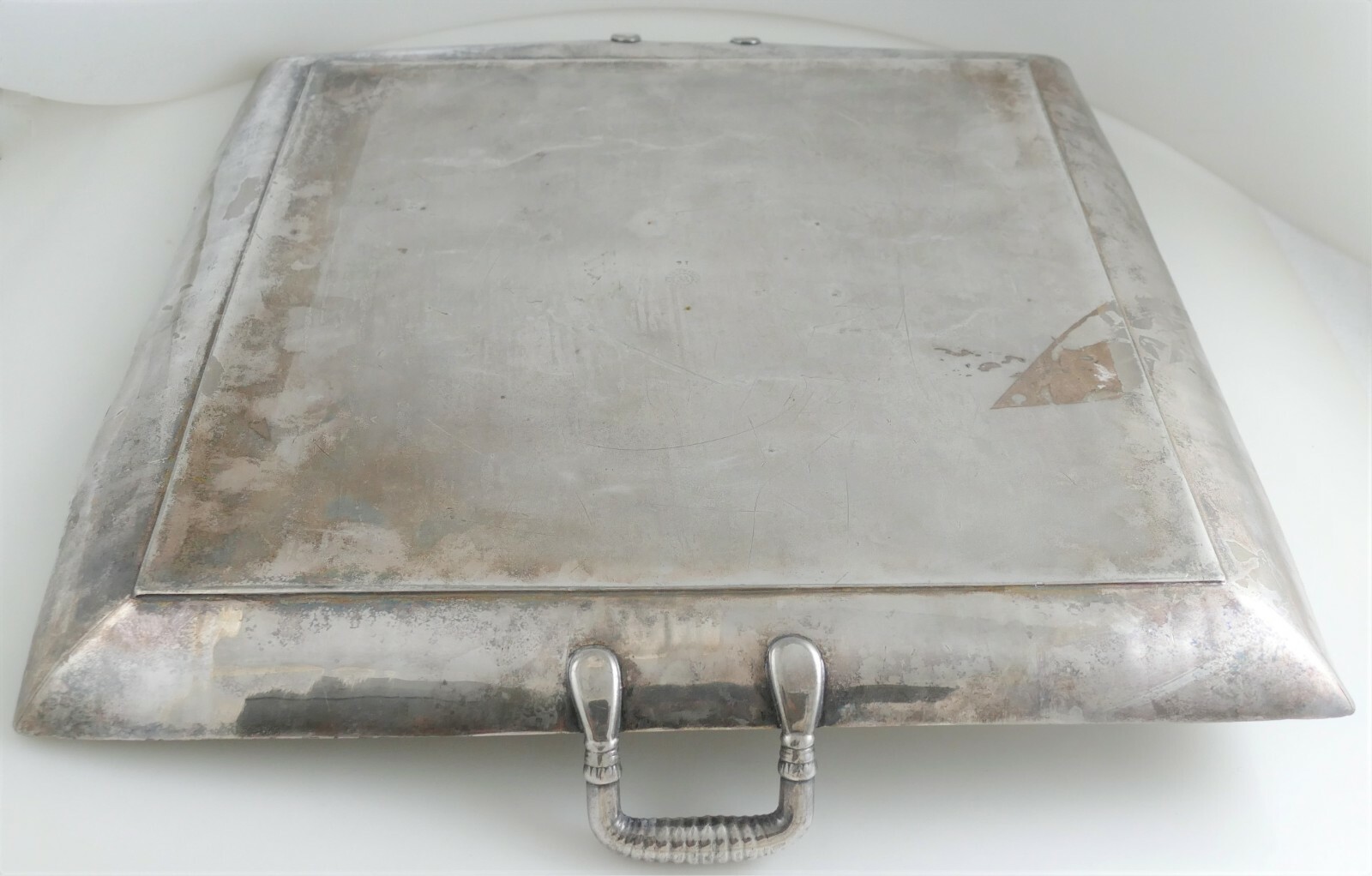 Large Square Art Nouveau Adelphi Silverplate Serving Tray Flower Motifs 1895 WOW