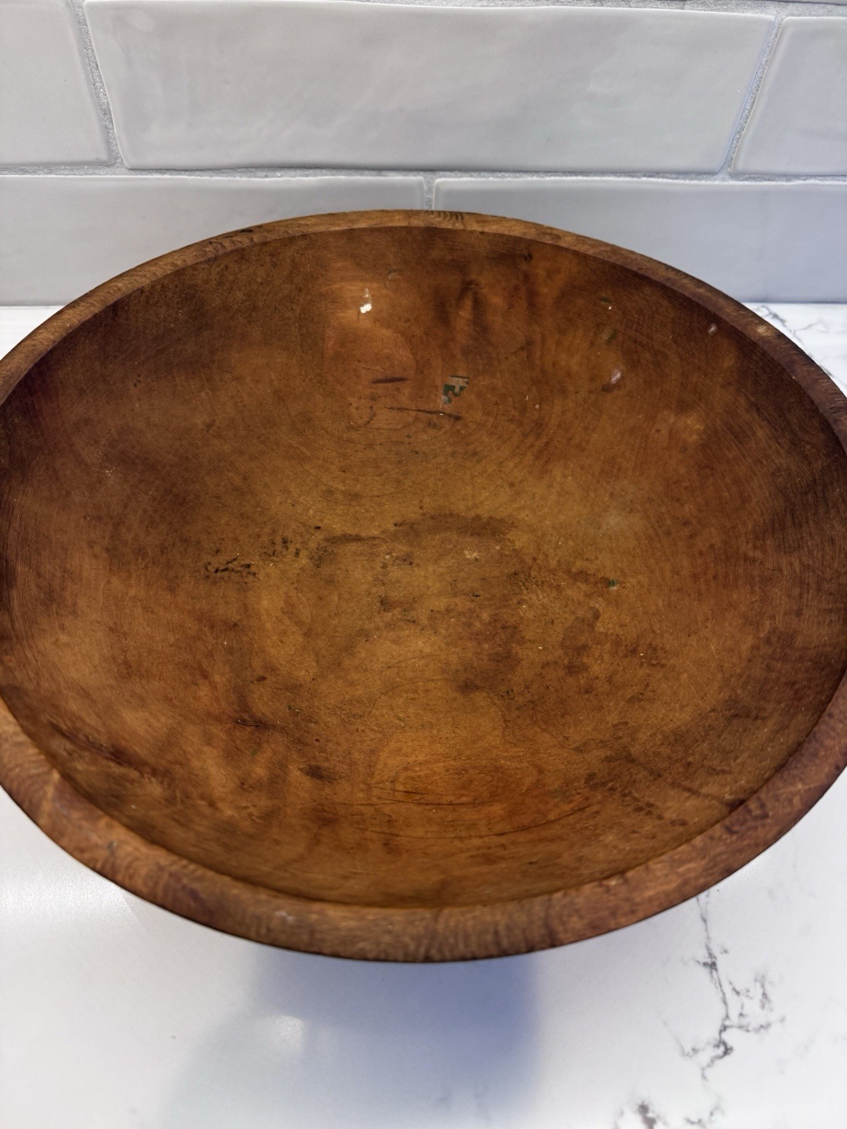 Vintage 12” Wooden Dough Bowl Hand Turned Salad Bowl Primitive Rustic