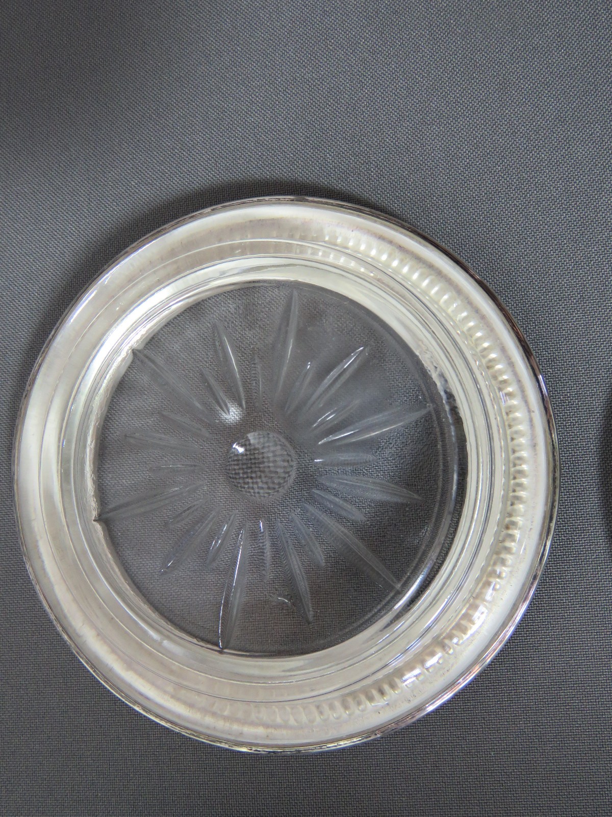 5-Vintage Frank M. Whiting &Co. Sterling Silver & Glass Starburst Beaded Coaster