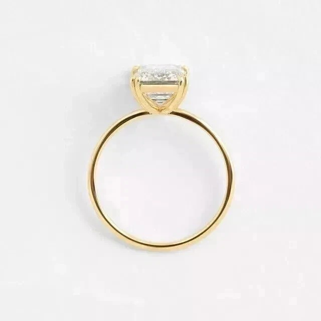 2Ct Emerald-Cut Lab Created Solitaire Engagement Ring 14K Yellow Gold Plated
