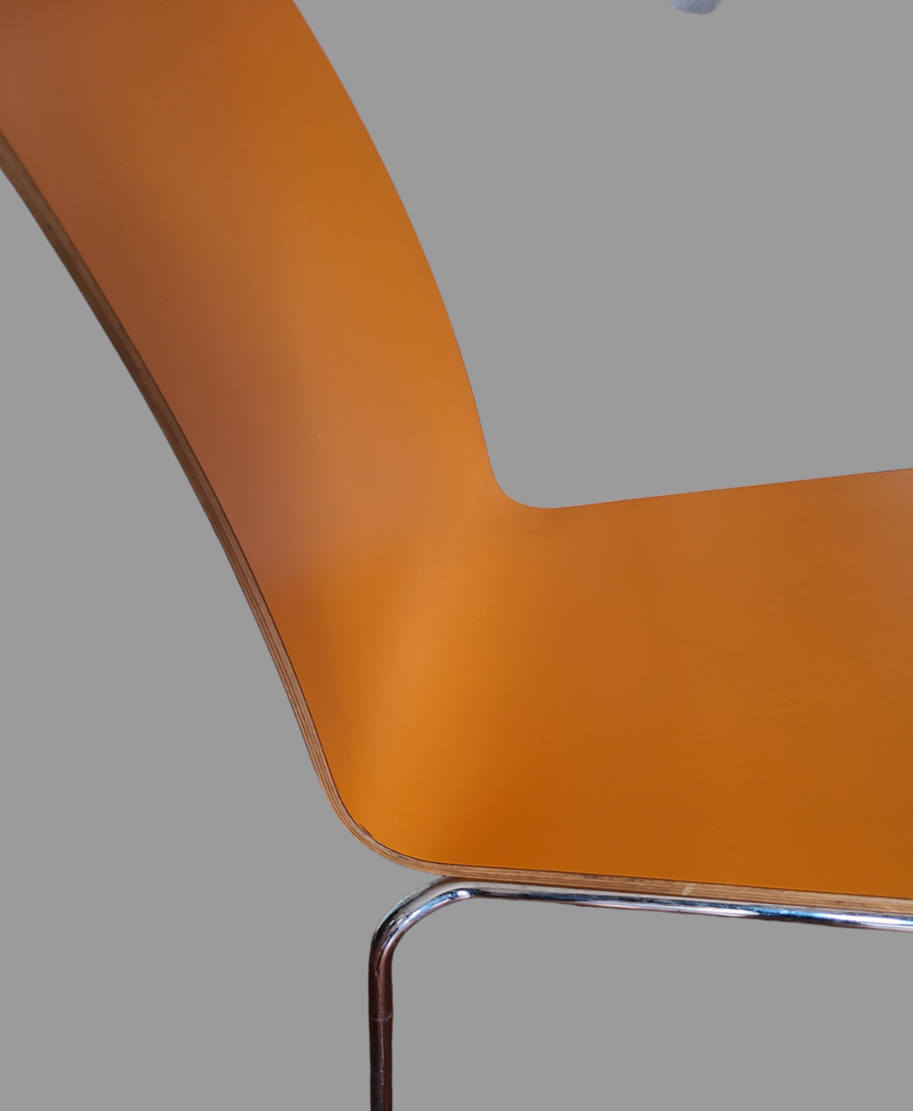 Vintage 6 Dining room Stackable Mid-Century Modern Orange Plywood Formica Chairs