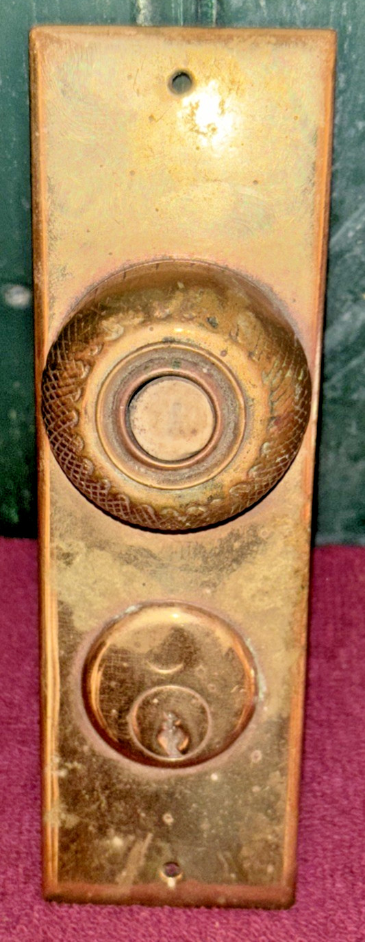 Antique Large Victorian Brass Doorbell Call Button & Lock