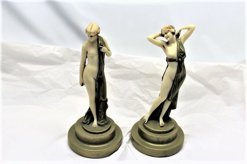 Art Deco Sculptures, Semi-nude females , Preiss English casting