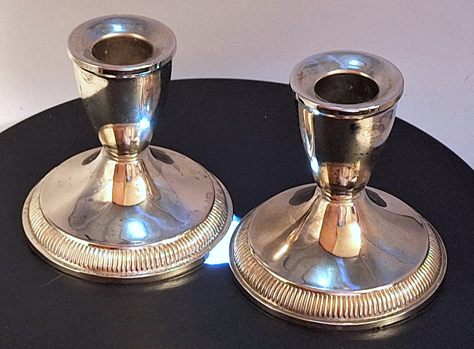 Vtg Minimalist No Tarnish 3.5 inches Silver Plated Candlesticks Set of 2 Japan