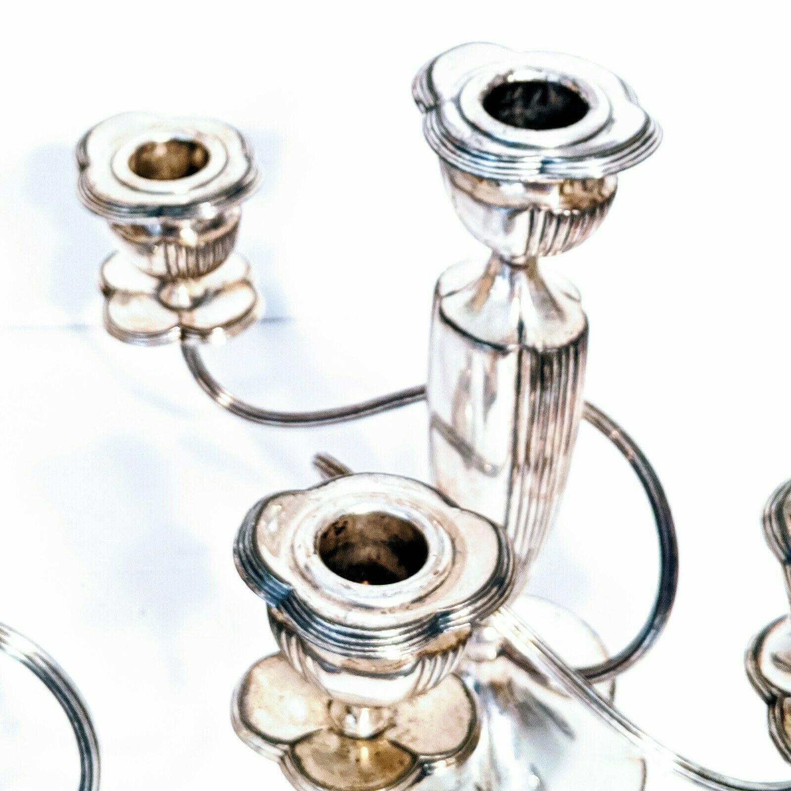 Antique Pairpoint Candelabra Pair Set 6132 Quadruple Silver Plated Art Nouveau