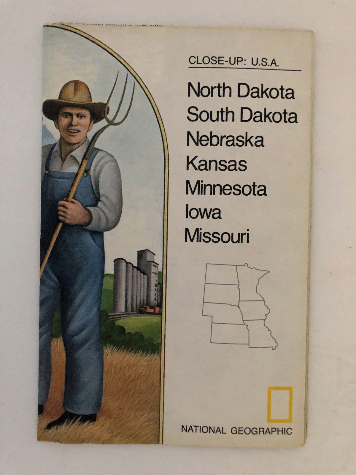National Geographic 1974 Map Close Up USA Dakota Iowa Kansas Nebraska Missouri