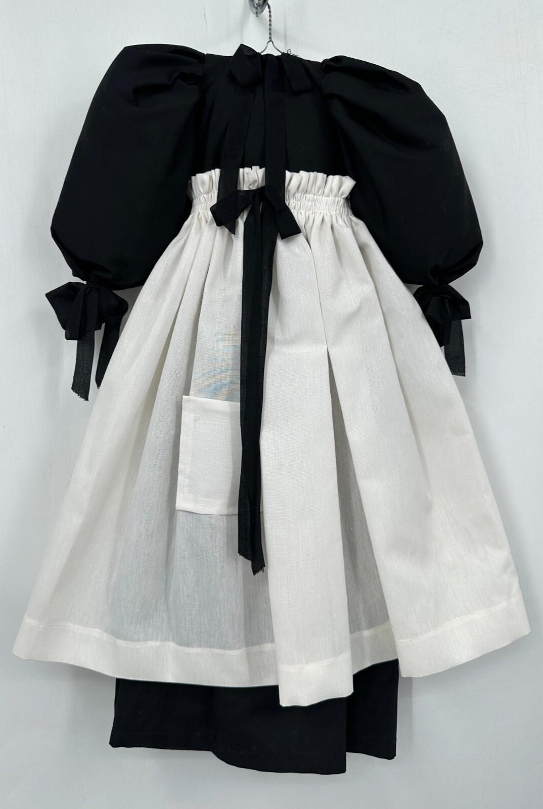 Primitive Fabric Rag Doll Dress Shelf Wall Hanging Black White Puritan Colonial