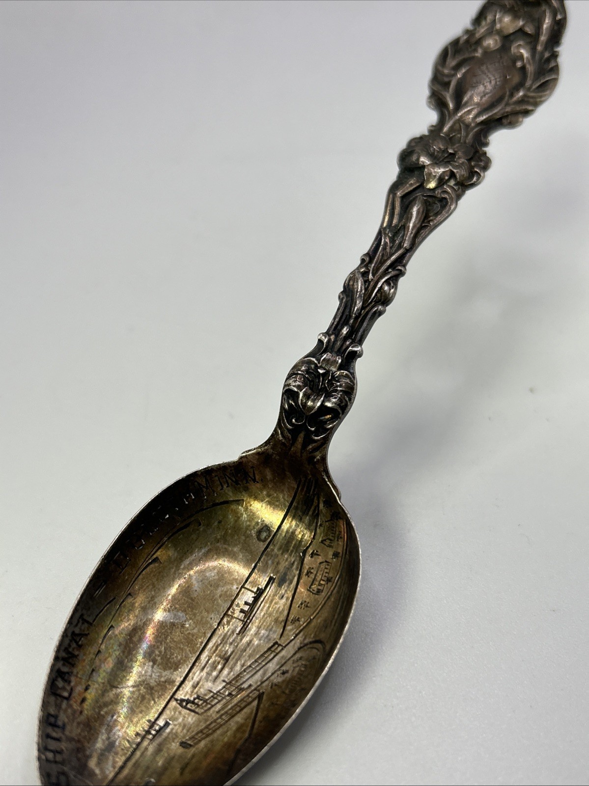 Lily by Whiting Duluth, Minnesota MN Sterling Silver Souvenir Spoon Ship Canal