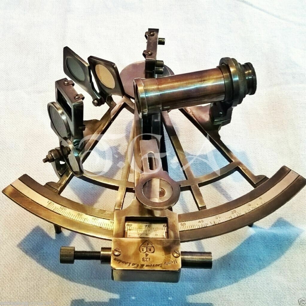 8″ Brass Nautical Antique Finish Hennery Barrow & CO. London Maritime Sextant