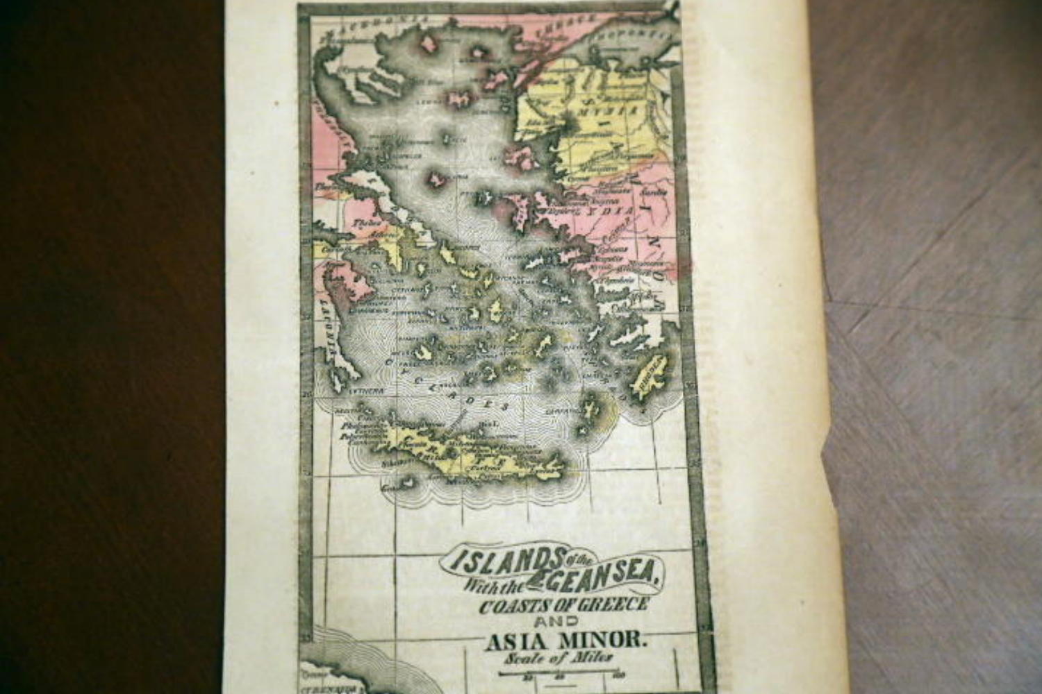 1854 WILLSON BEAUTIFUL ORIGINAL ANTIQUE ATLAS MAP=AEGEAN SEA ISLANDS-HANDCOLORED