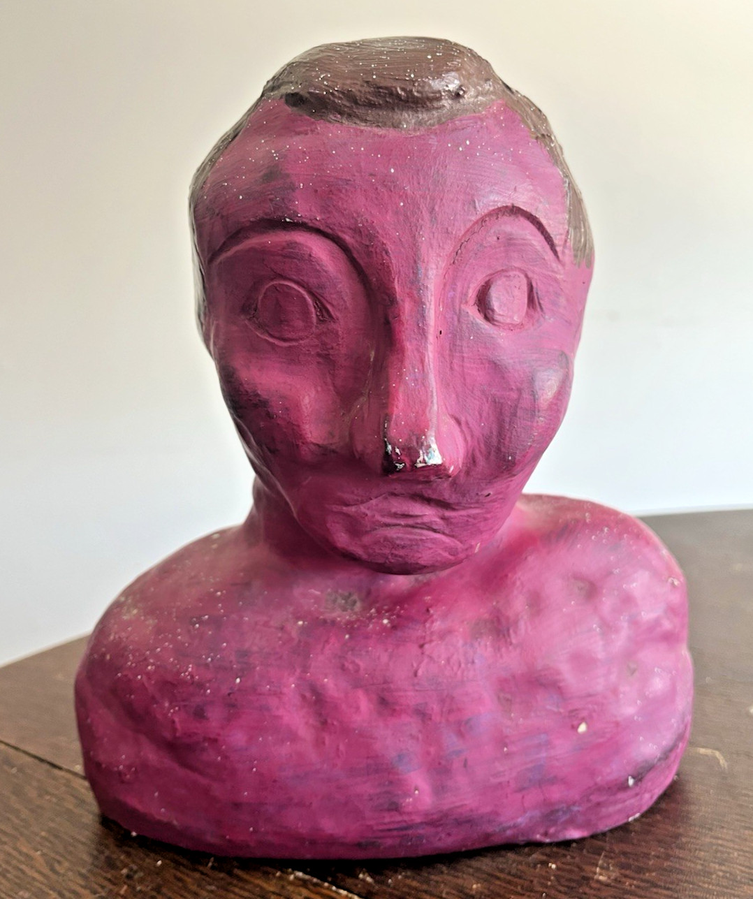 Antique Plaster Bust Folk Art Outsider 1940s Man Pottery Ceramics Modern Art
