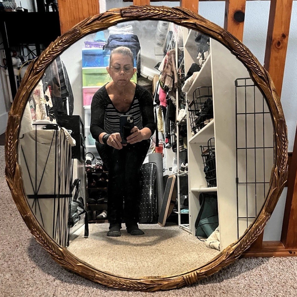 Friedman Brothers Decorative Arts Inc Round mirror with a carved bark-like frame