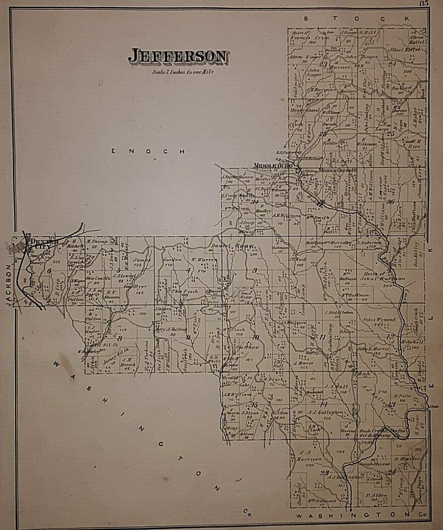 1876 Plat Map ~ JEFFERSON Twp., NOBLE Co., OHIO – DEXTER CITY – MIDDLEBURG