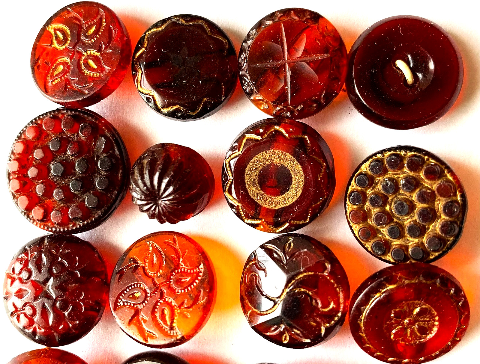 Lot of 20 Vintage Cranberry Glass Buttons