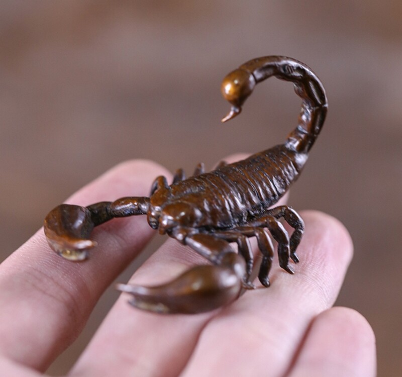 2.04″ Solid Brass Scorpion Statue Animal Figurines Tea Pet Decor