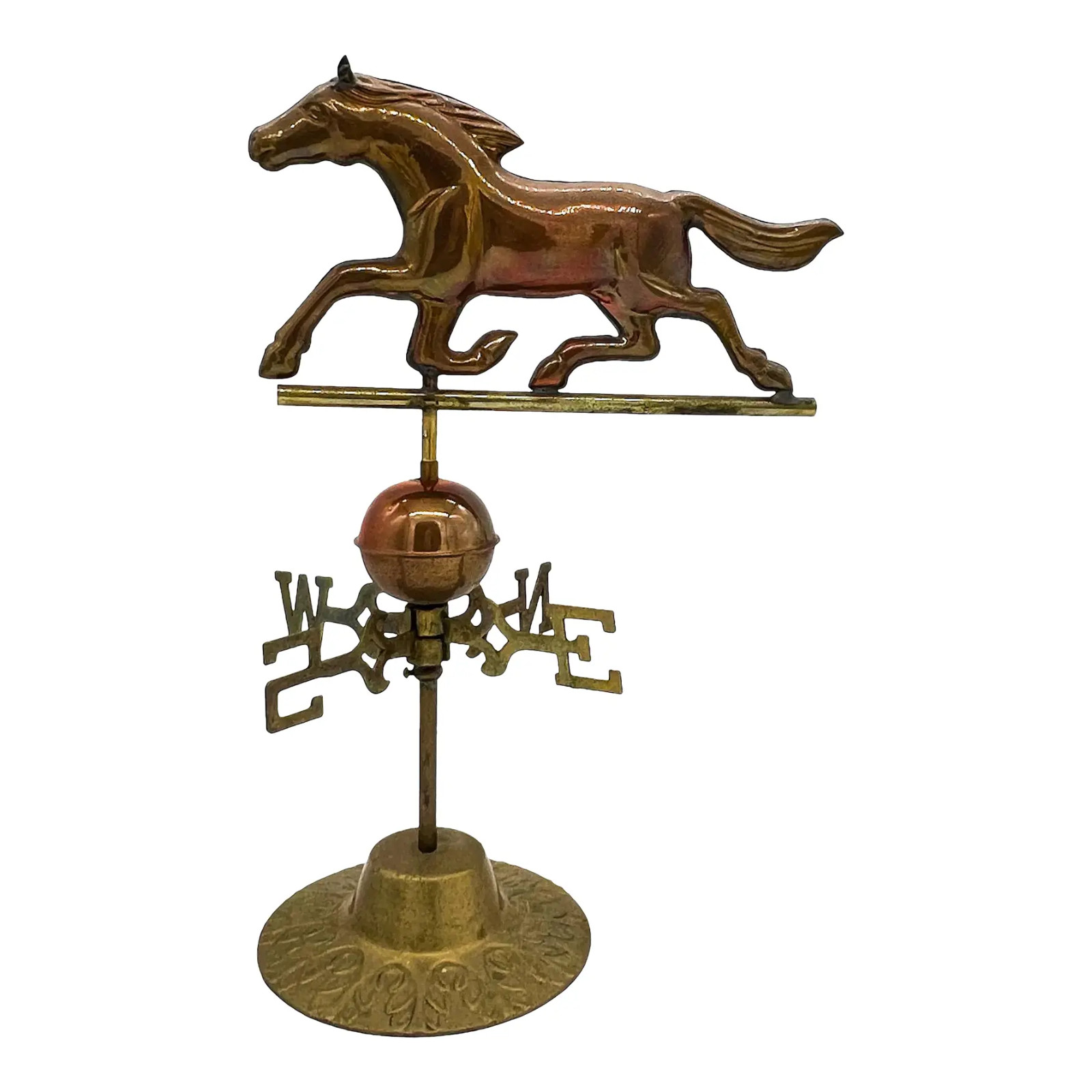 Vintage Country Copper and Brass Horse Weathervane