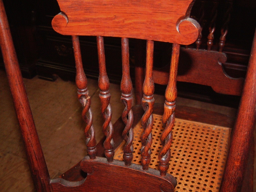 Chairs, 1850’s Handcrafted Maggie Valley N. C. Tiger Oak 2 Captain 4 Side Chairs