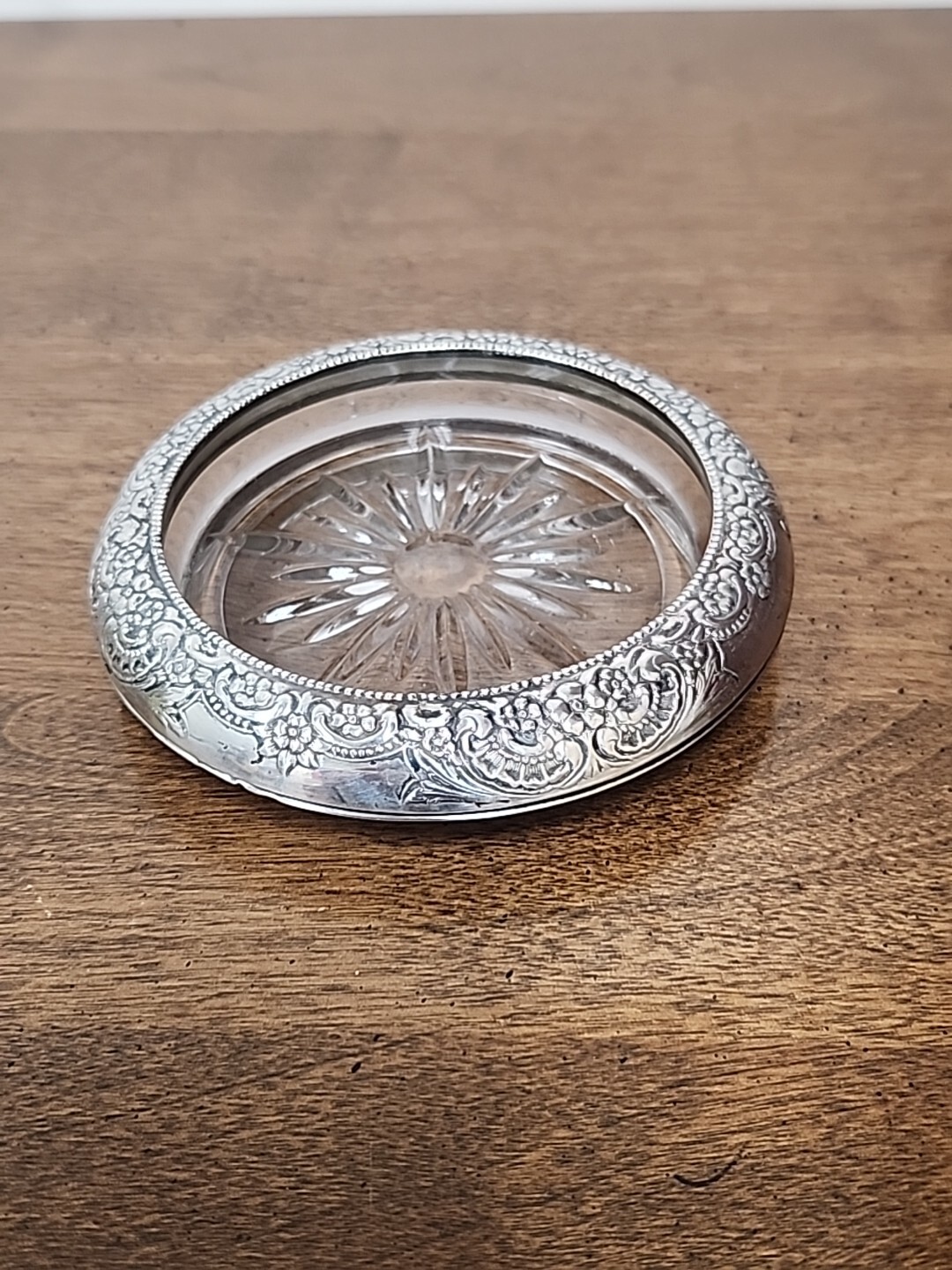 FRANK M WHITING STERLING FLORAL COASTER