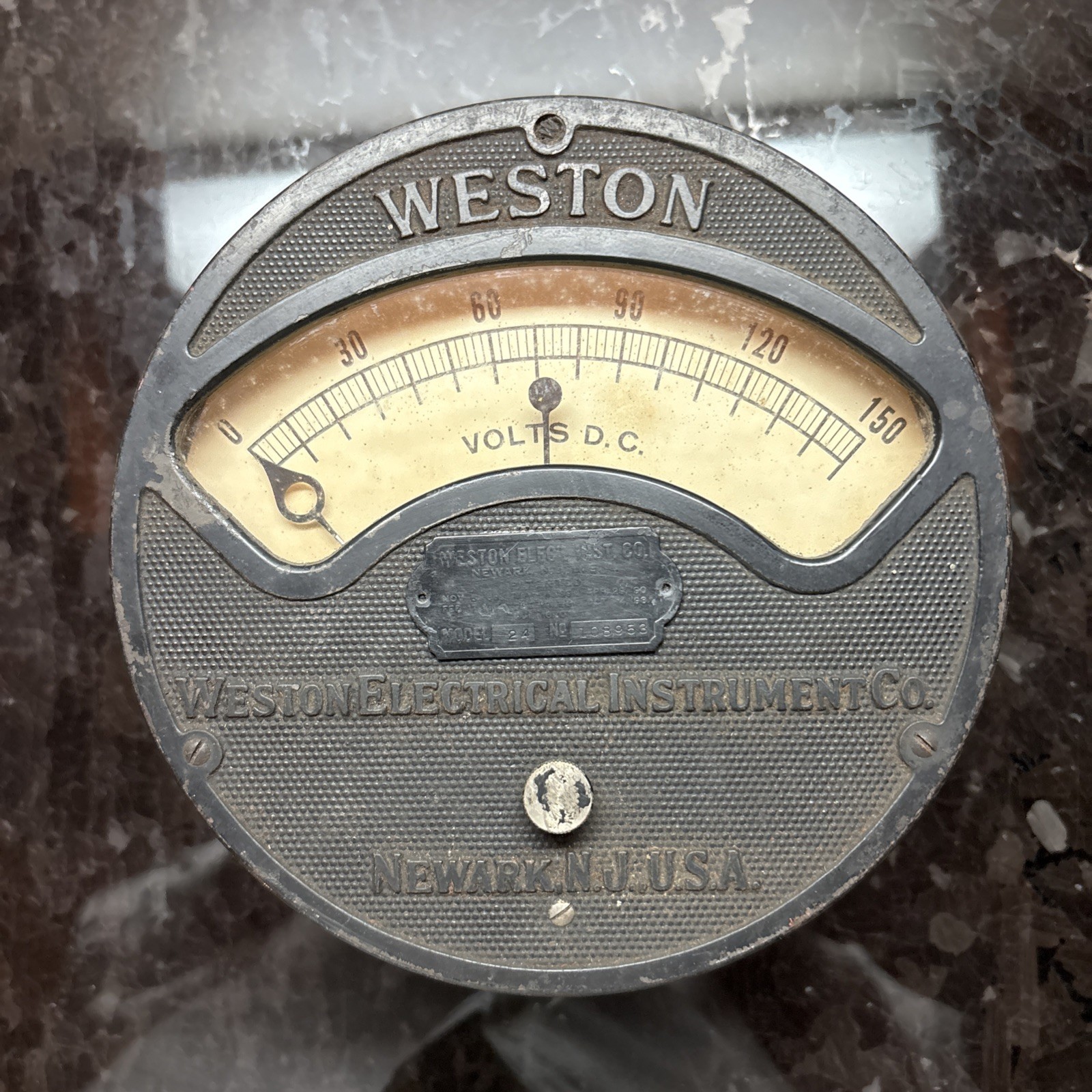 Antique Weston Electrical DC Volt Meter Gauge Model 24 Railroad 6.5”