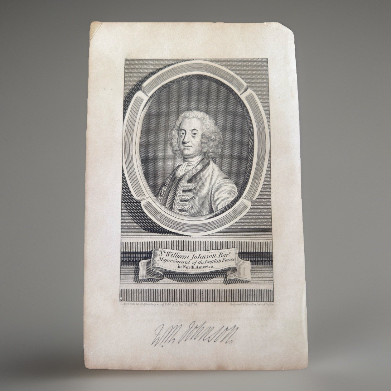 Antique Unframed Engraving of Sir William Johnson, Colonial Administrator C1756