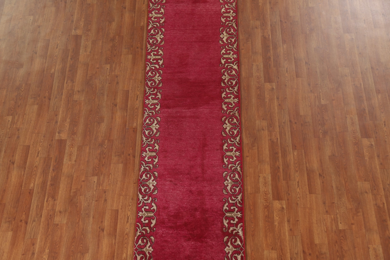 Bordered Fuchsian Tebriz Runner Rug 2′ 5″ x 10′ 5″ Handmade Hallway Wool Carpet